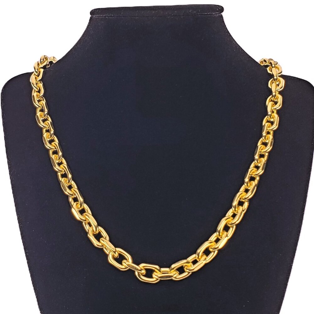 28" Mens 18K Gold Chain Link Necklace Guys 18 Karat Silver Jewelry 28 inch NEW